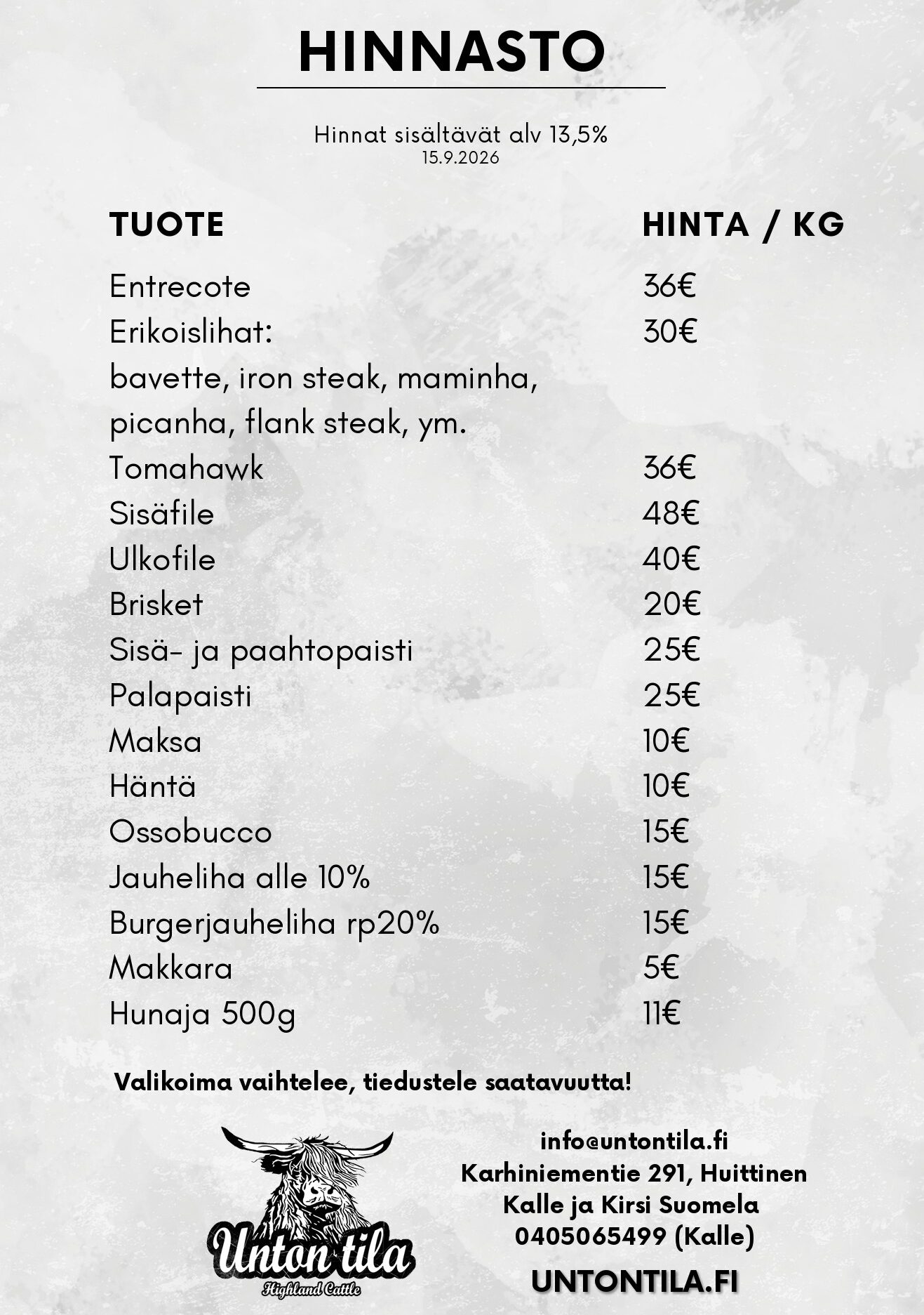 hinnasto