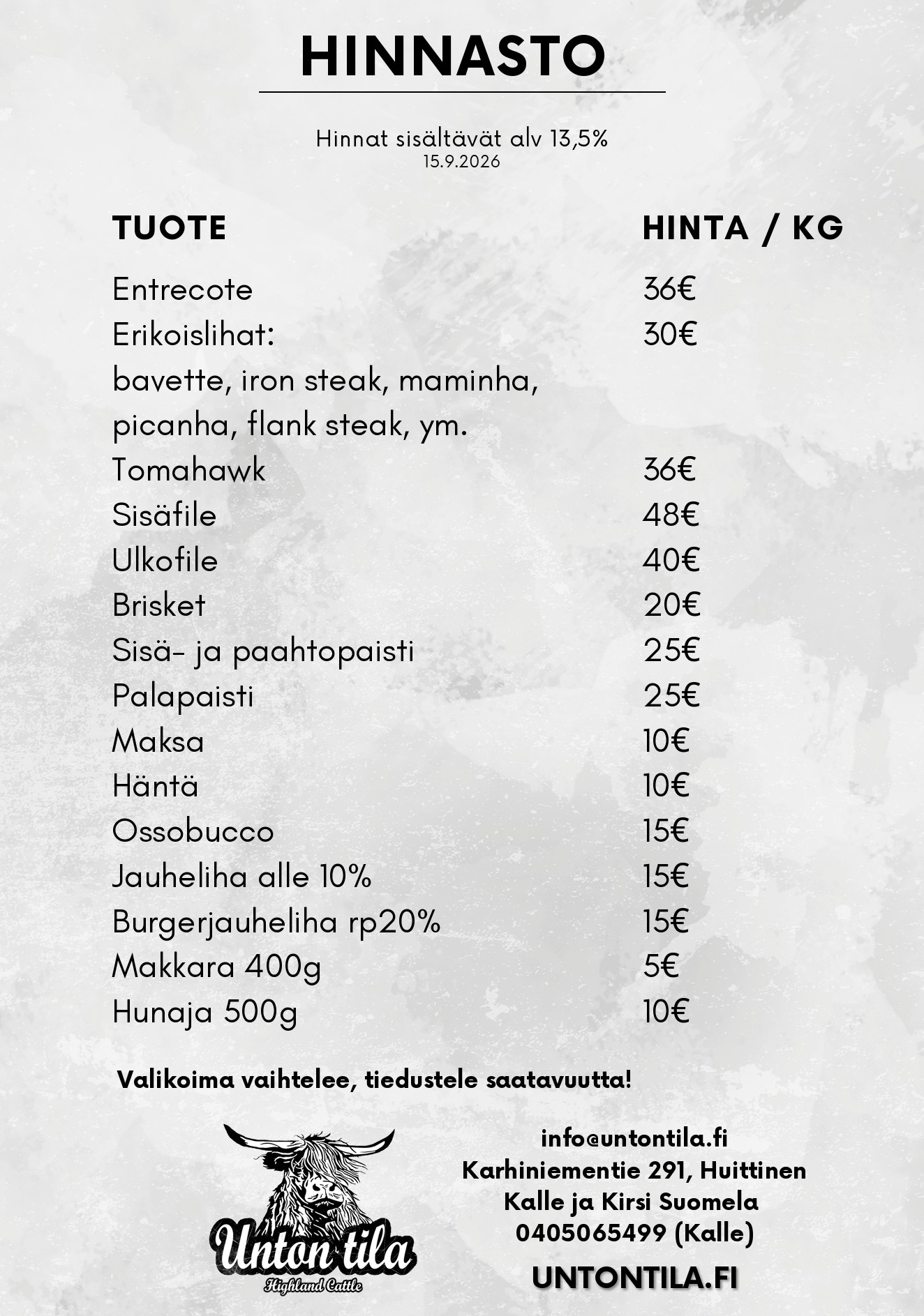 hinnasto